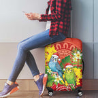 Budgerigar Australia Christmas Luggage Cover Budgies Golden Wattle Aboriginal Red - Aussie Hoodie