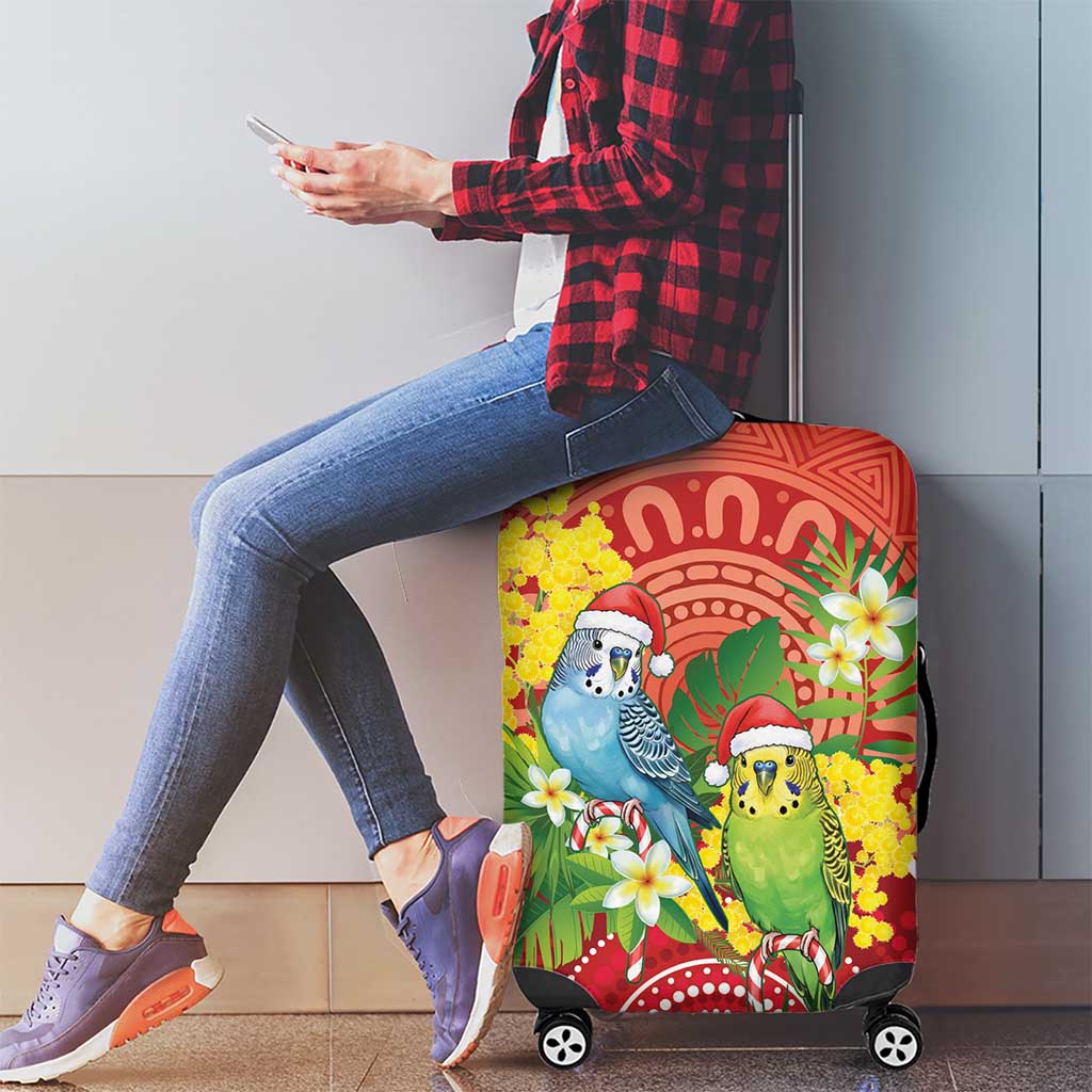 Budgerigar Australia Christmas Luggage Cover Budgies Golden Wattle Aboriginal Red - Aussie Hoodie