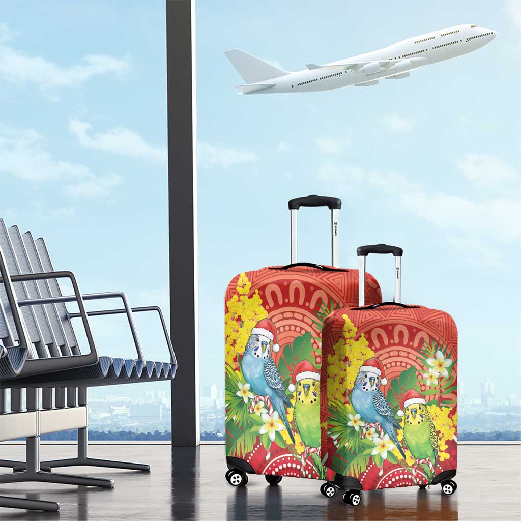 Budgerigar Australia Christmas Luggage Cover Budgies Golden Wattle Aboriginal Red - Aussie Hoodie