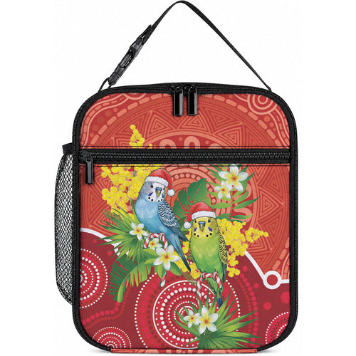 Budgerigar Australia Christmas Lunch Bag Budgies Golden Wattle Aboriginal Red