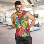 Budgerigar Australia Christmas Men Tank Top Budgies Golden Wattle Aboriginal Red - Aussie Hoodie