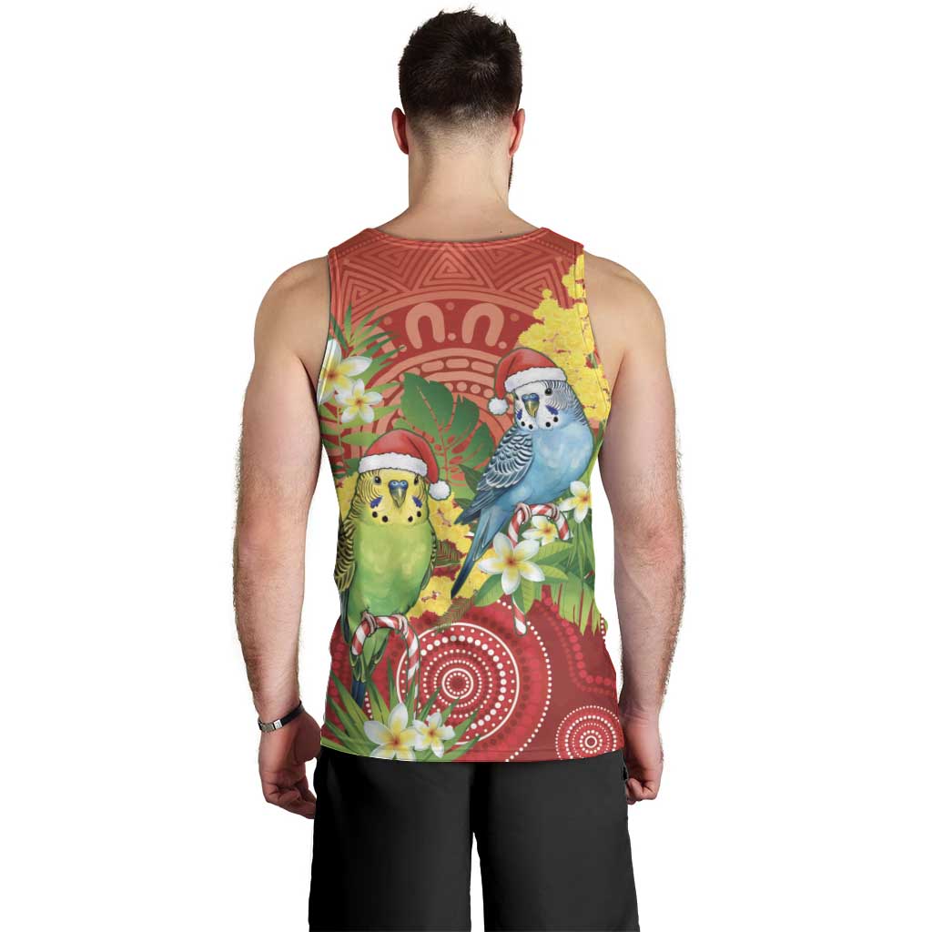 Budgerigar Australia Christmas Men Tank Top Budgies Golden Wattle Aboriginal Red - Aussie Hoodie