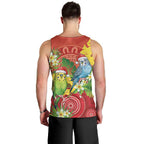 Budgerigar Australia Christmas Men Tank Top Budgies Golden Wattle Aboriginal Red - Aussie Hoodie