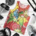 Budgerigar Australia Christmas Men Tank Top Budgies Golden Wattle Aboriginal Red - Aussie Hoodie
