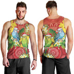 Budgerigar Australia Christmas Men Tank Top Budgies Golden Wattle Aboriginal Red - Aussie Hoodie