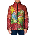 Budgerigar Australia Christmas Padded Jacket Budgies Golden Wattle Aboriginal Red - Aussie Hoodie