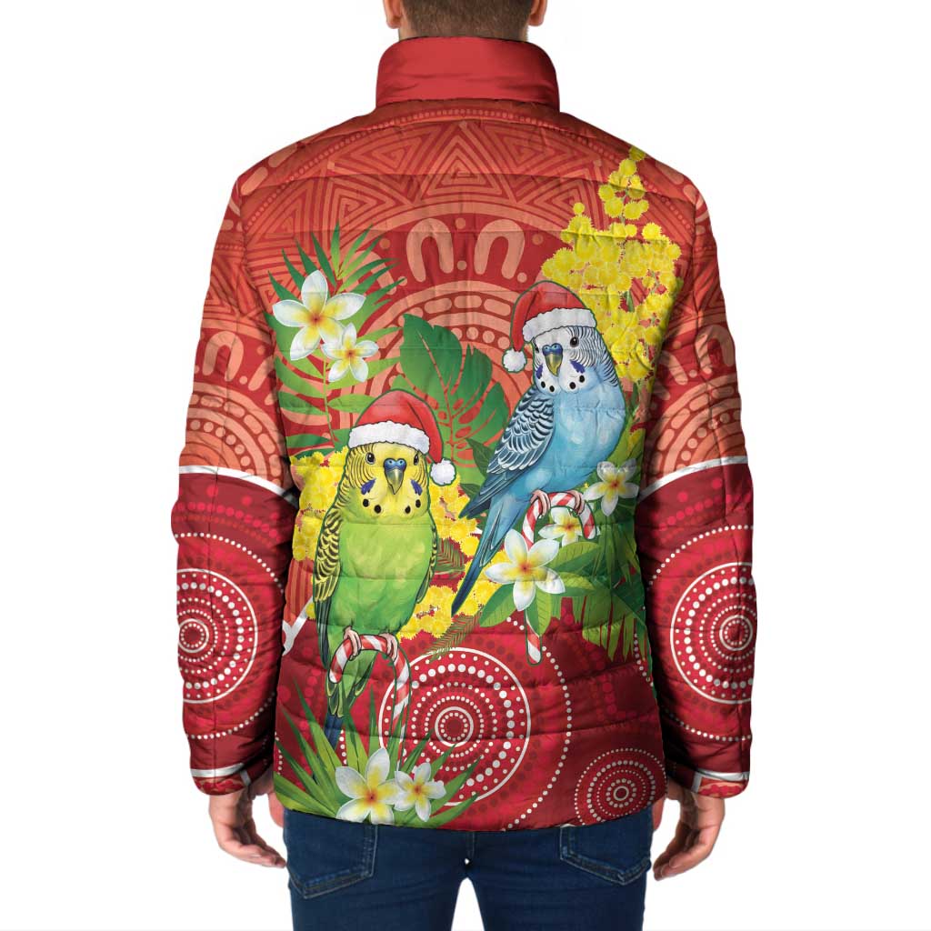 Budgerigar Australia Christmas Padded Jacket Budgies Golden Wattle Aboriginal Red - Aussie Hoodie