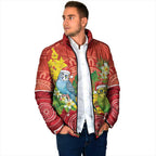 Budgerigar Australia Christmas Padded Jacket Budgies Golden Wattle Aboriginal Red - Aussie Hoodie
