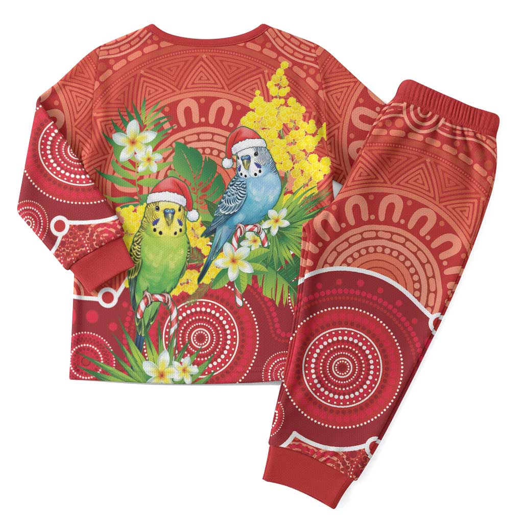 Budgerigar Australia Christmas Pajama Set Budgies Golden Wattle Aboriginal Red - Aussie Hoodie
