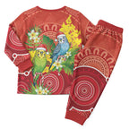 Budgerigar Australia Christmas Pajama Set Budgies Golden Wattle Aboriginal Red - Aussie Hoodie