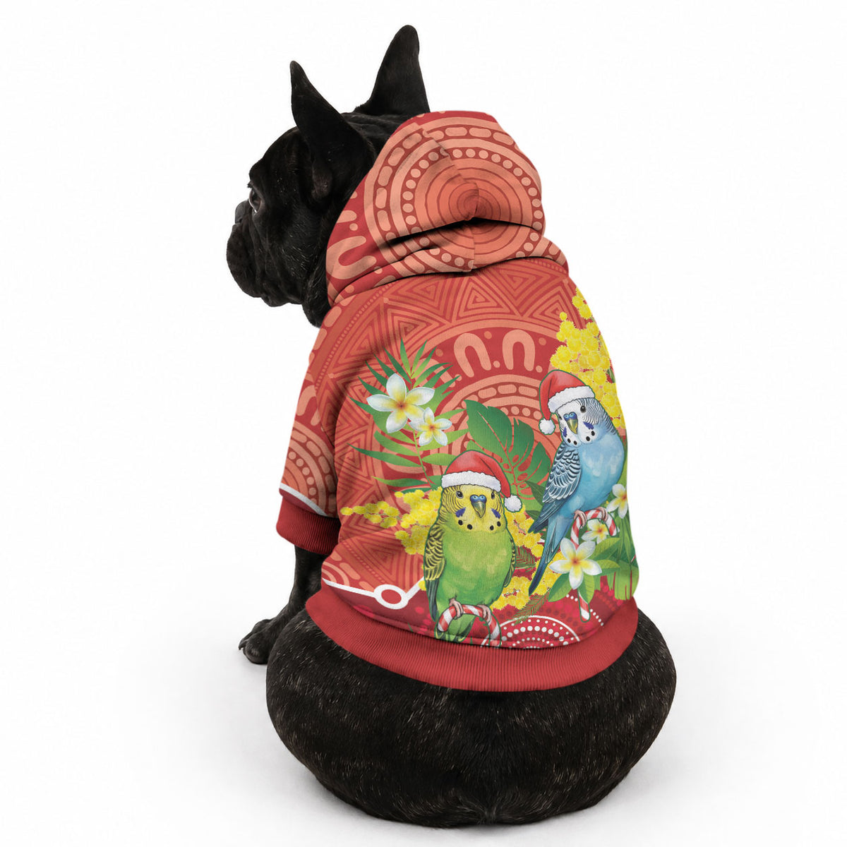 Budgerigar Australia Christmas Pet Hoodie Budgies Golden Wattle Aboriginal Red