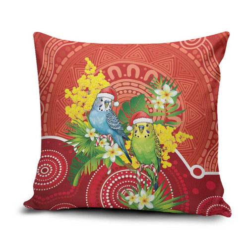 Budgerigar Australia Christmas Pillow Cover Budgies Golden Wattle Aboriginal Red - Aussie Hoodie