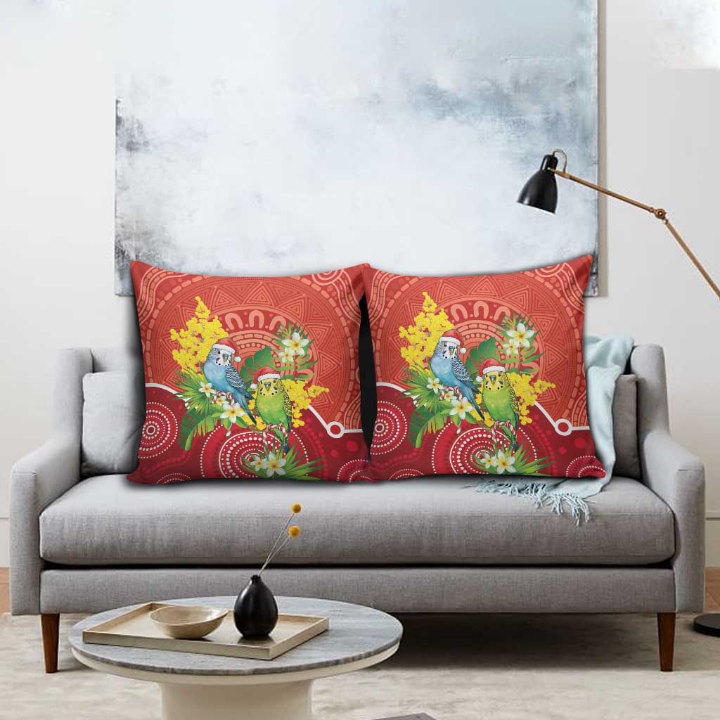 Budgerigar Australia Christmas Pillow Cover Budgies Golden Wattle Aboriginal Red - Aussie Hoodie