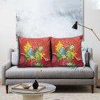 Budgerigar Australia Christmas Pillow Cover Budgies Golden Wattle Aboriginal Red - Aussie Hoodie