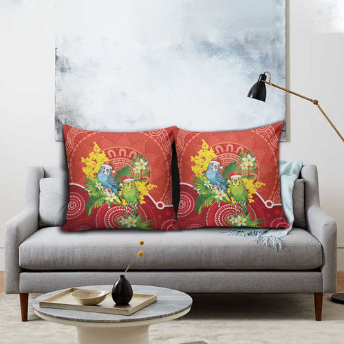 Budgerigar Australia Christmas Pillow Cover Budgies Golden Wattle Aboriginal Red - Aussie Hoodie