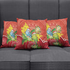 Budgerigar Australia Christmas Pillow Cover Budgies Golden Wattle Aboriginal Red - Aussie Hoodie
