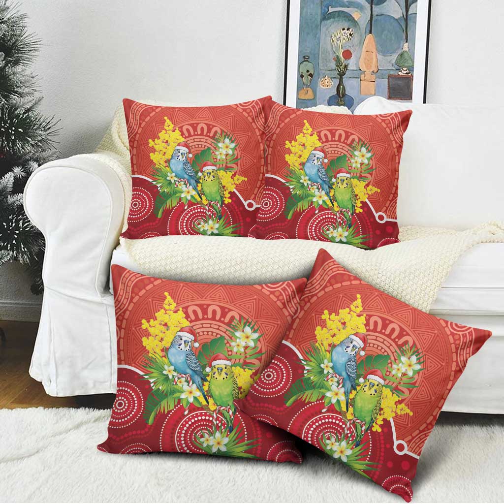 Budgerigar Australia Christmas Pillow Cover Budgies Golden Wattle Aboriginal Red - Aussie Hoodie