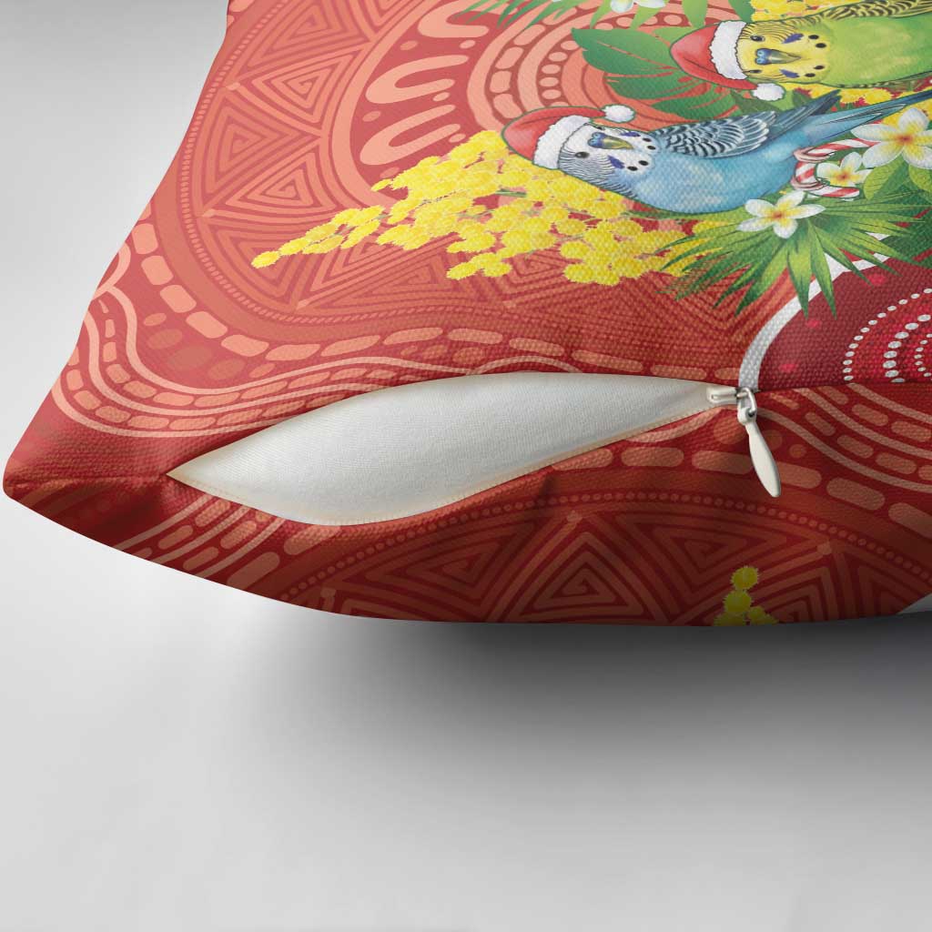 Budgerigar Australia Christmas Pillow Cover Budgies Golden Wattle Aboriginal Red - Aussie Hoodie