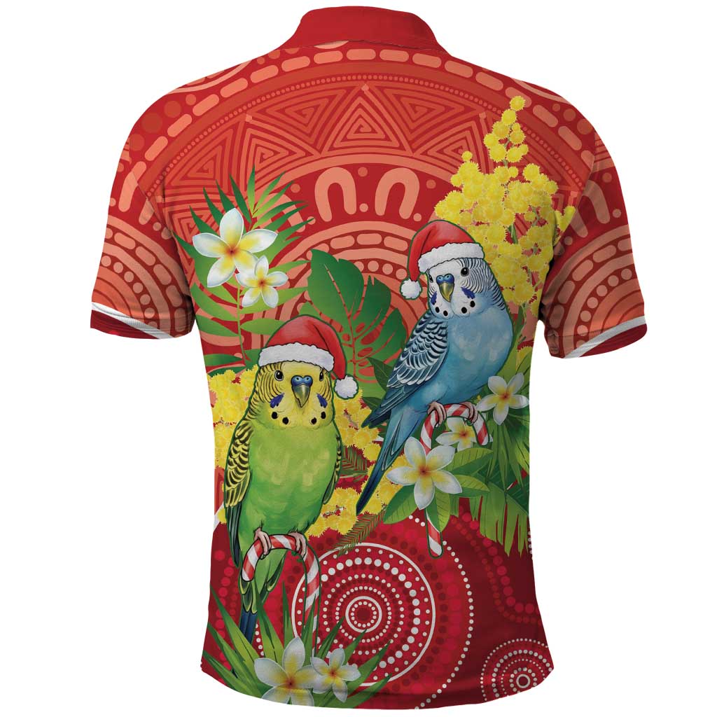 Budgerigar Australia Christmas Polo Shirt Budgies Golden Wattle Aboriginal Red - Aussie Hoodie