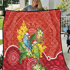 Budgerigar Australia Christmas Quilt Budgies Golden Wattle Aboriginal Red - Aussie Hoodie