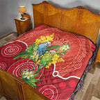 Budgerigar Australia Christmas Quilt Budgies Golden Wattle Aboriginal Red - Aussie Hoodie