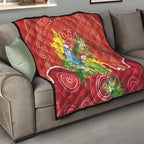 Budgerigar Australia Christmas Quilt Budgies Golden Wattle Aboriginal Red - Aussie Hoodie