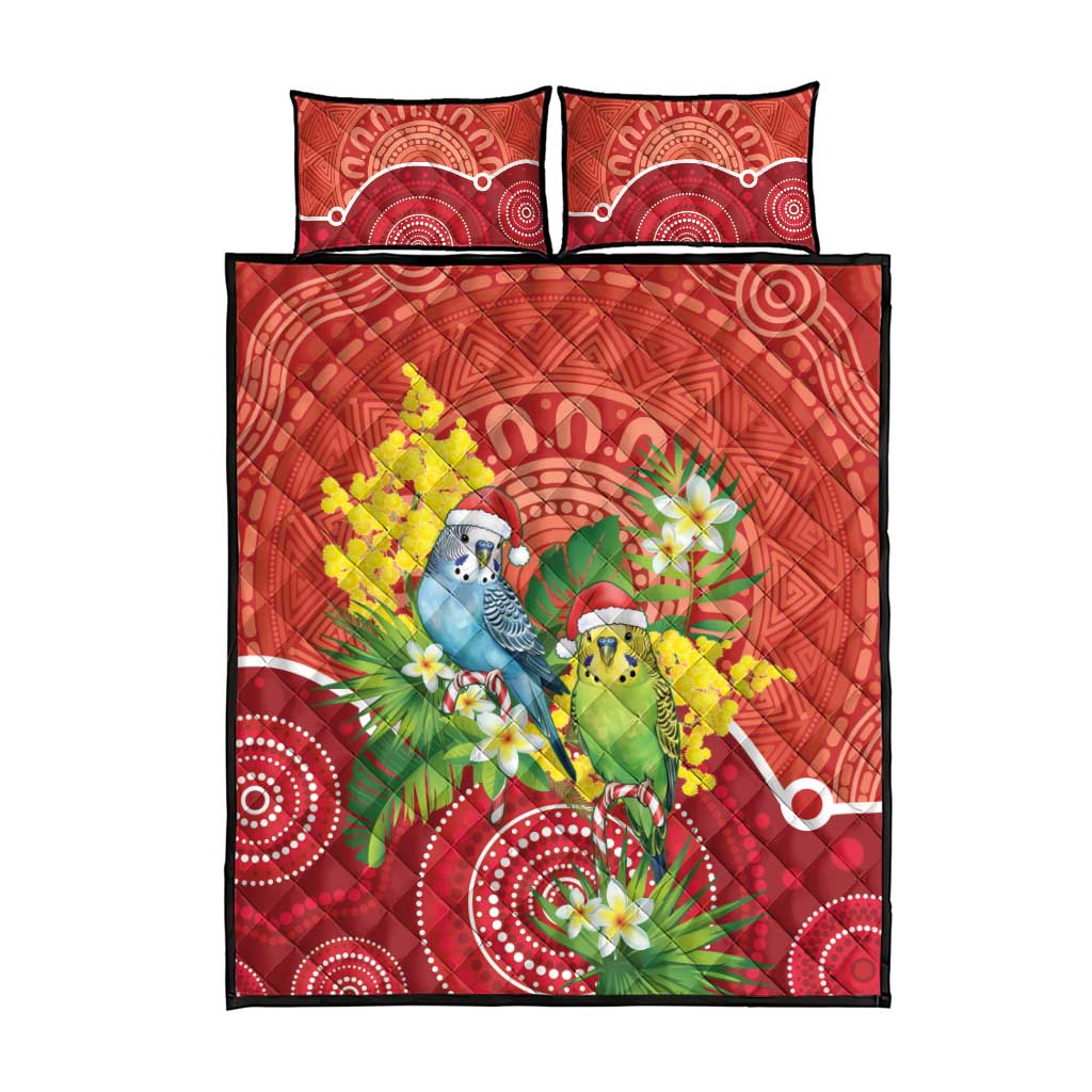 Budgerigar Australia Christmas Quilt Bed Set Budgies Golden Wattle Aboriginal Red - Aussie Hoodie