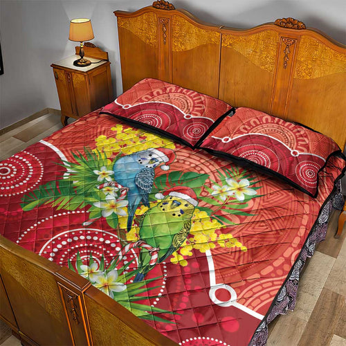 Budgerigar Australia Christmas Quilt Bed Set Budgies Golden Wattle Aboriginal Red - Aussie Hoodie