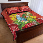 Budgerigar Australia Christmas Quilt Bed Set Budgies Golden Wattle Aboriginal Red - Aussie Hoodie