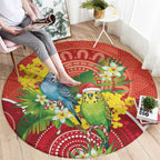 Budgerigar Australia Christmas Round Carpet Budgies Golden Wattle Aboriginal Red - Aussie Hoodie