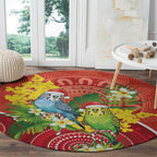 Budgerigar Australia Christmas Round Carpet Budgies Golden Wattle Aboriginal Red - Aussie Hoodie
