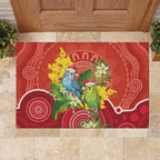 Budgerigar Australia Christmas Rubber Doormat Budgies Golden Wattle Aboriginal Red - Aussie Hoodie