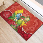 Budgerigar Australia Christmas Rubber Doormat Budgies Golden Wattle Aboriginal Red - Aussie Hoodie