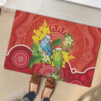 Budgerigar Australia Christmas Rubber Doormat Budgies Golden Wattle Aboriginal Red - Aussie Hoodie