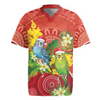 Budgerigar Australia Christmas Rugby Jersey Budgies Golden Wattle Aboriginal Red - Aussie Hoodie