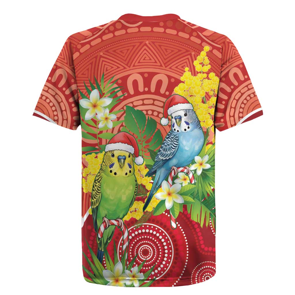Budgerigar Australia Christmas Rugby Jersey Budgies Golden Wattle Aboriginal Red - Aussie Hoodie