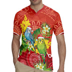 Budgerigar Australia Christmas Rugby Jersey Budgies Golden Wattle Aboriginal Red - Aussie Hoodie