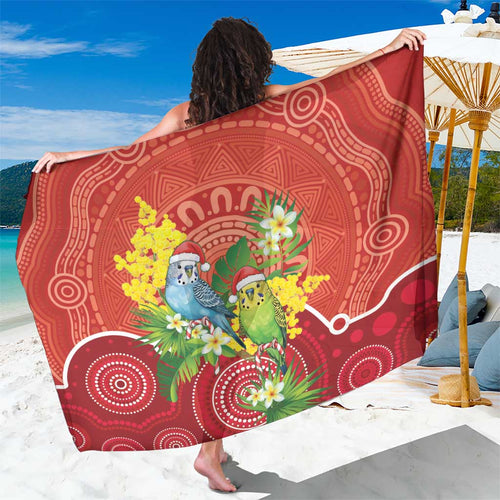 Budgerigar Australia Christmas Sarong Budgies Golden Wattle Aboriginal Red - Aussie Hoodie
