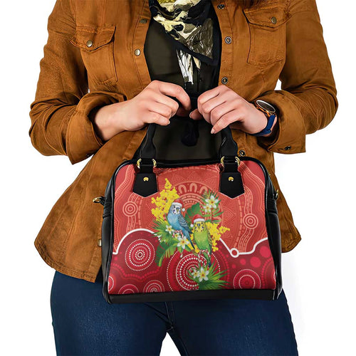Budgerigar Australia Christmas Shoulder Handbag Budgies Golden Wattle Aboriginal Red - Aussie Hoodie