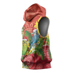 Budgerigar Australia Christmas Sleeveless Hoodie Budgies Golden Wattle Aboriginal Red - Aussie Hoodie