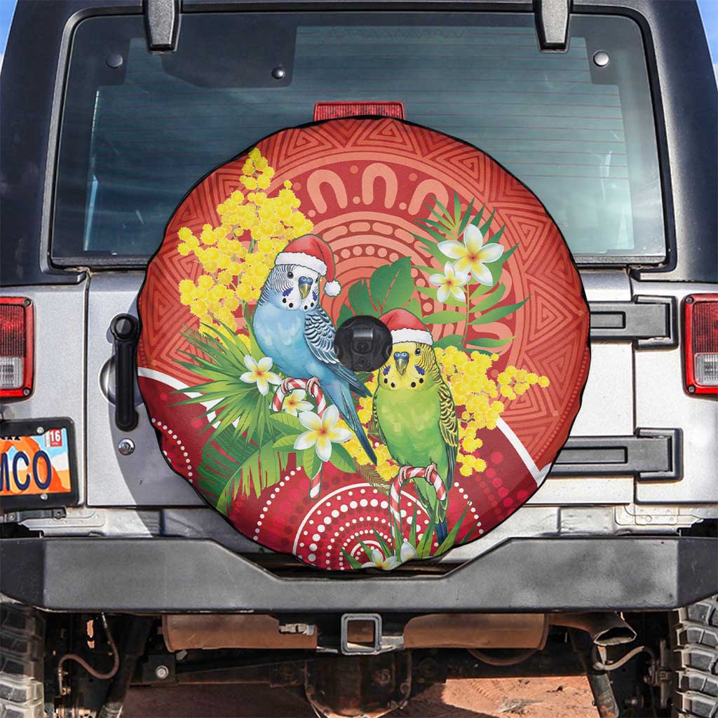 Budgerigar Australia Christmas Spare Tire Cover Budgies Golden Wattle Aboriginal Red - Aussie Hoodie