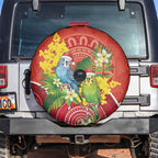 Budgerigar Australia Christmas Spare Tire Cover Budgies Golden Wattle Aboriginal Red - Aussie Hoodie