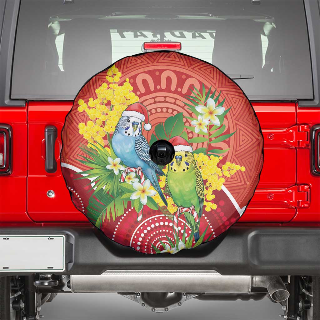 Budgerigar Australia Christmas Spare Tire Cover Budgies Golden Wattle Aboriginal Red - Aussie Hoodie