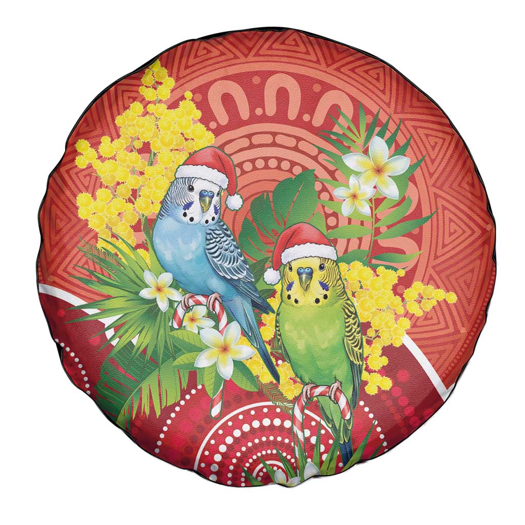 Budgerigar Australia Christmas Spare Tire Cover Budgies Golden Wattle Aboriginal Red - Aussie Hoodie