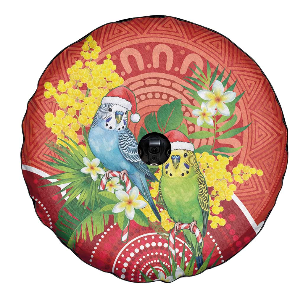 Budgerigar Australia Christmas Spare Tire Cover Budgies Golden Wattle Aboriginal Red - Aussie Hoodie