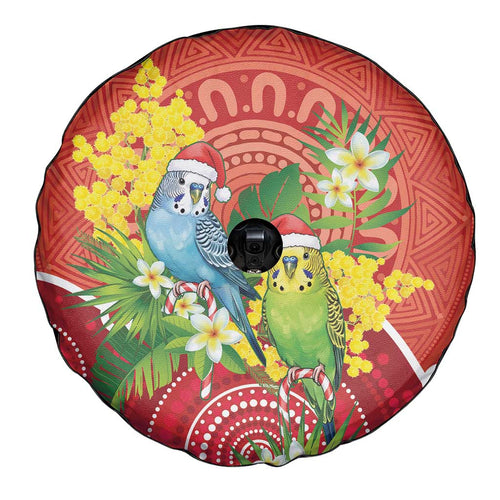 Budgerigar Australia Christmas Spare Tire Cover Budgies Golden Wattle Aboriginal Red - Aussie Hoodie