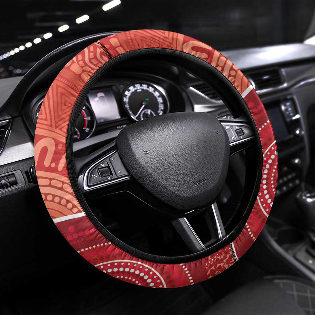 Budgerigar Australia Christmas Steering Wheel Cover Budgies Golden Wattle Aboriginal Red - Aussie Hoodie
