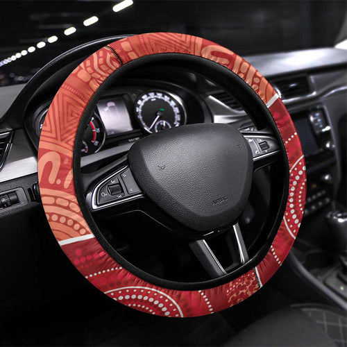 Budgerigar Australia Christmas Steering Wheel Cover Budgies Golden Wattle Aboriginal Red - Aussie Hoodie