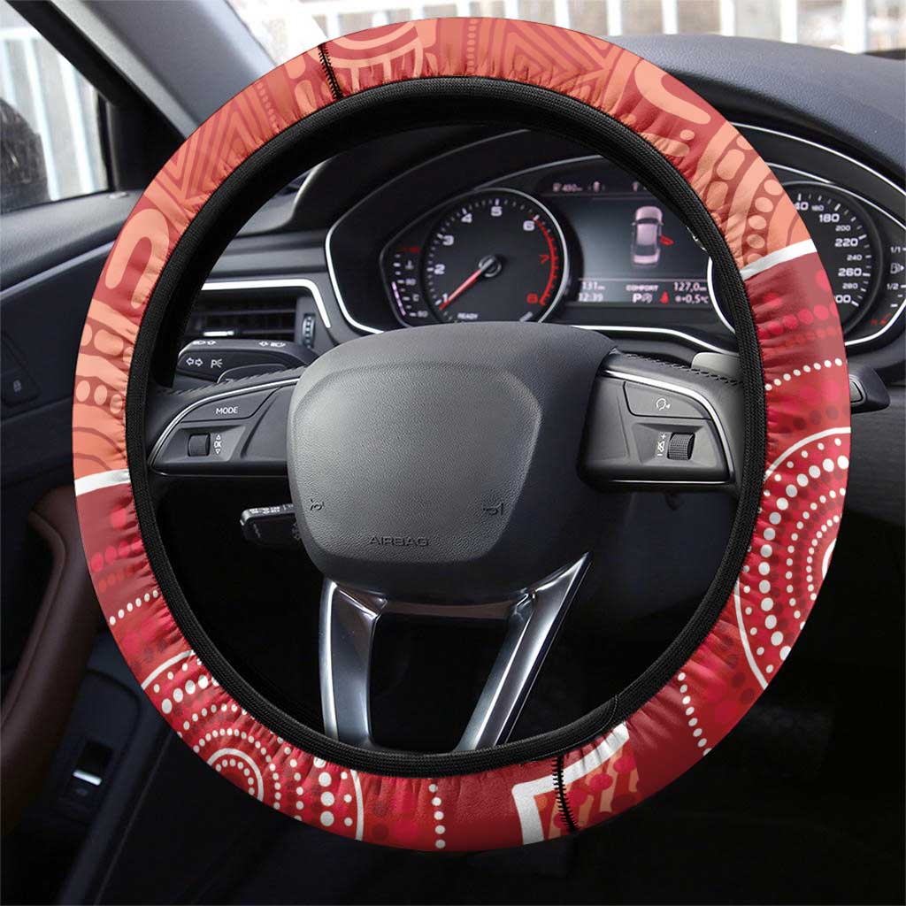 Budgerigar Australia Christmas Steering Wheel Cover Budgies Golden Wattle Aboriginal Red - Aussie Hoodie