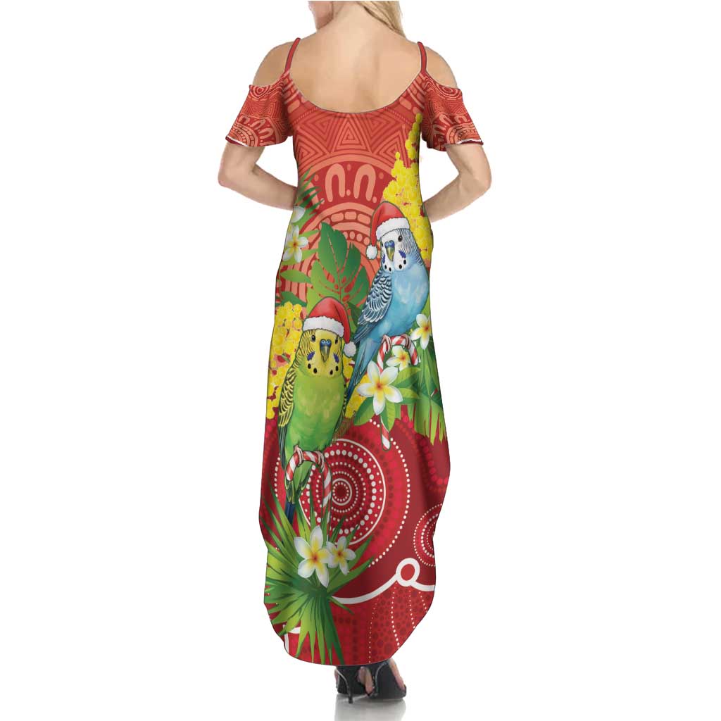 Budgerigar Australia Christmas Summer Maxi Dress Budgies Golden Wattle Aboriginal Red - Aussie Hoodie